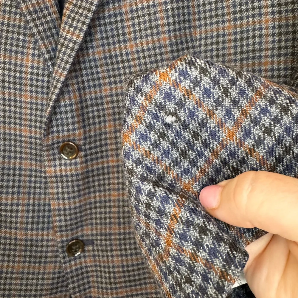 Stafford Men’s Suit Jacket/Sport Coat/Blazer Blue/Brown Plaid 44R